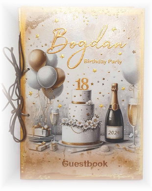 Guestbook personalizat pentru majorat / petrecere 18 ani,  model 1