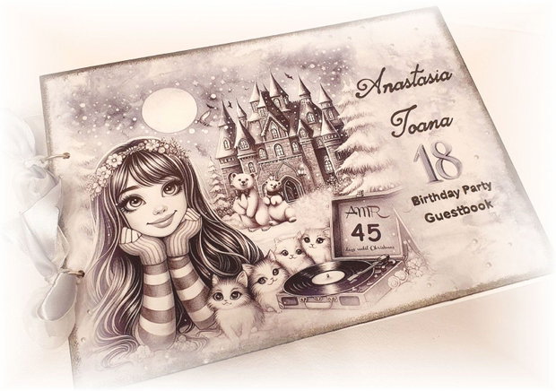 Guestbook personalizat pentru majorat / petrecere 18 ani,  model 1