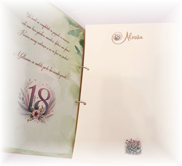 Guestbook personalizat pentru majorat / petrecere 18 ani,  model 1
