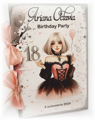 Guestbook personalizat pentru majorat / petrecere 18 ani,  model 1