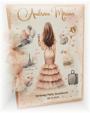 Guestbook personalizat pentru majorat / petrecere 18 ani,  model 1