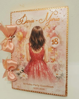 Guestbook personalizat pentru majorat / petrecere 18 ani,  model 1