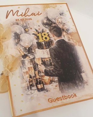 Guestbook personalizat pentru majorat / petrecere 18 ani,  model 1