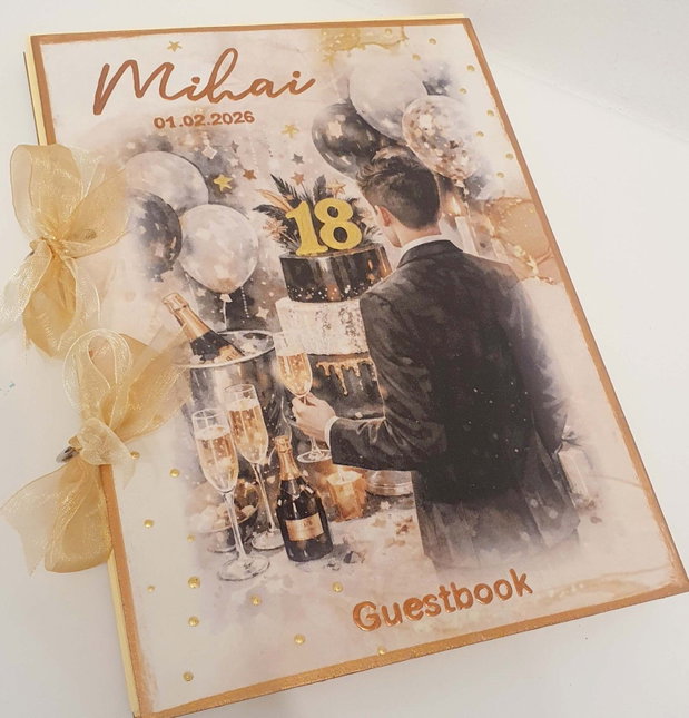 Guestbook personalizat pentru majorat / petrecere 18 ani,  model 1