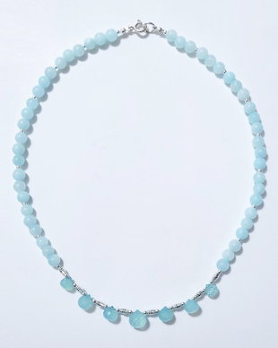Colier argint 925 cu jad bleu, calcedonie si hematit