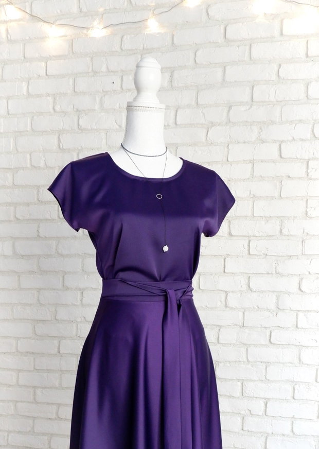 Bluza si Fusta Lunga Elegante Mov Indigo