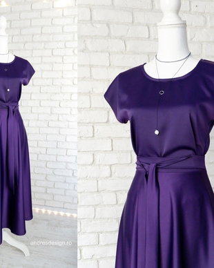 Bluza si Fusta Lunga Elegante Mov Indigo