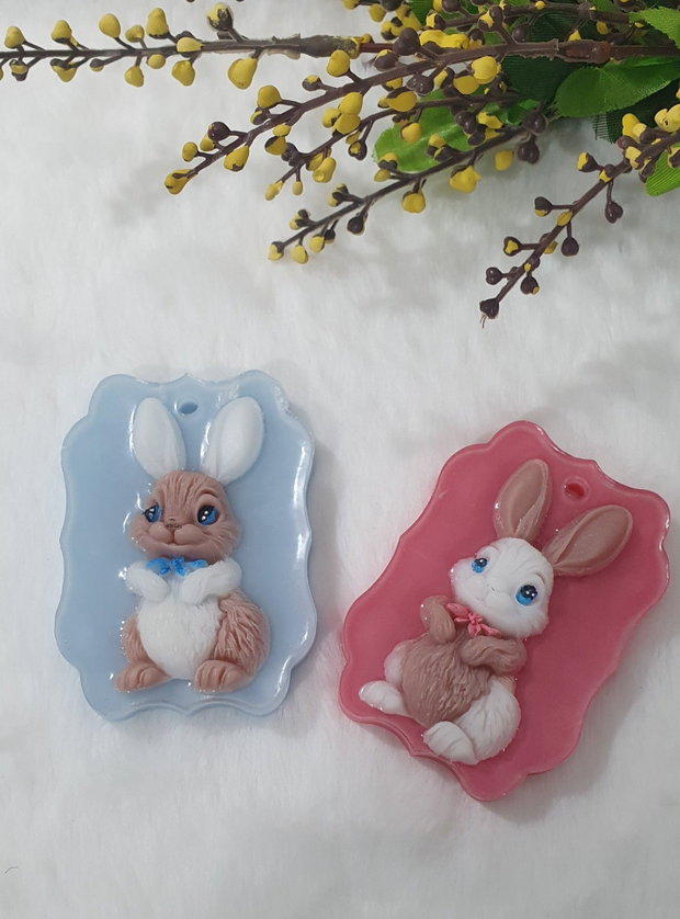 Săpunuri handmade cu iepurași Mărturii de botez personalizate