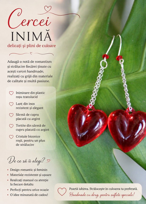Cercei handmade  - Inimi care vorbesc despre iubire
