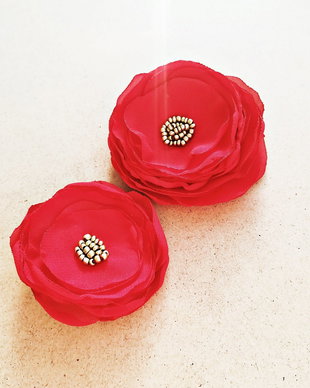 set brose / flori rosii voal rosu aprins mat