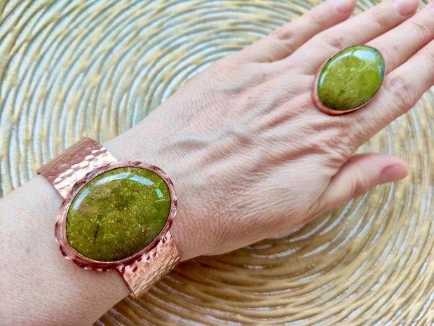 Set vintage Opal verde & cupru