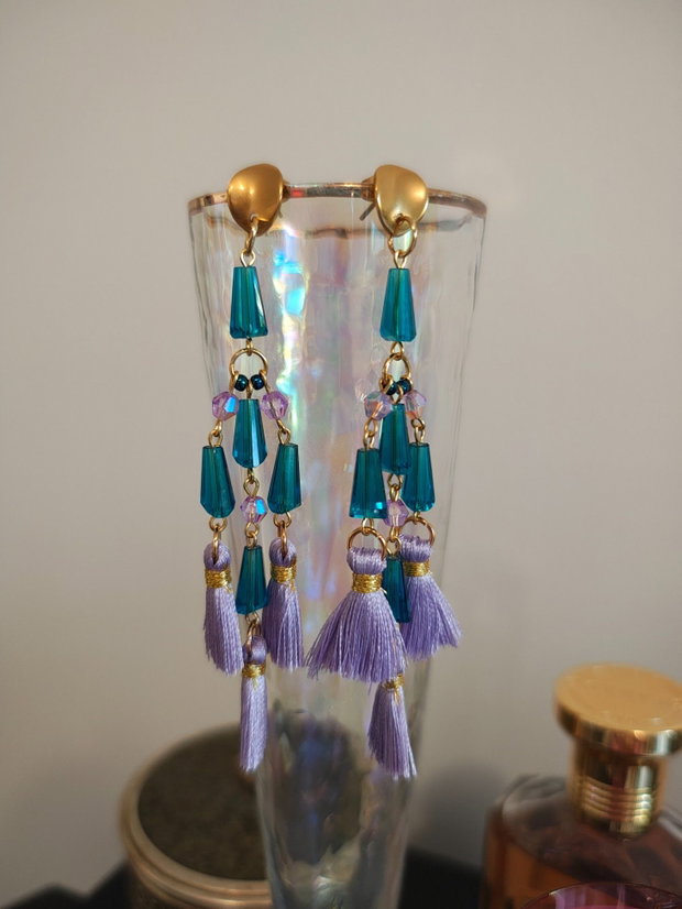 Cercei candelabru sticla