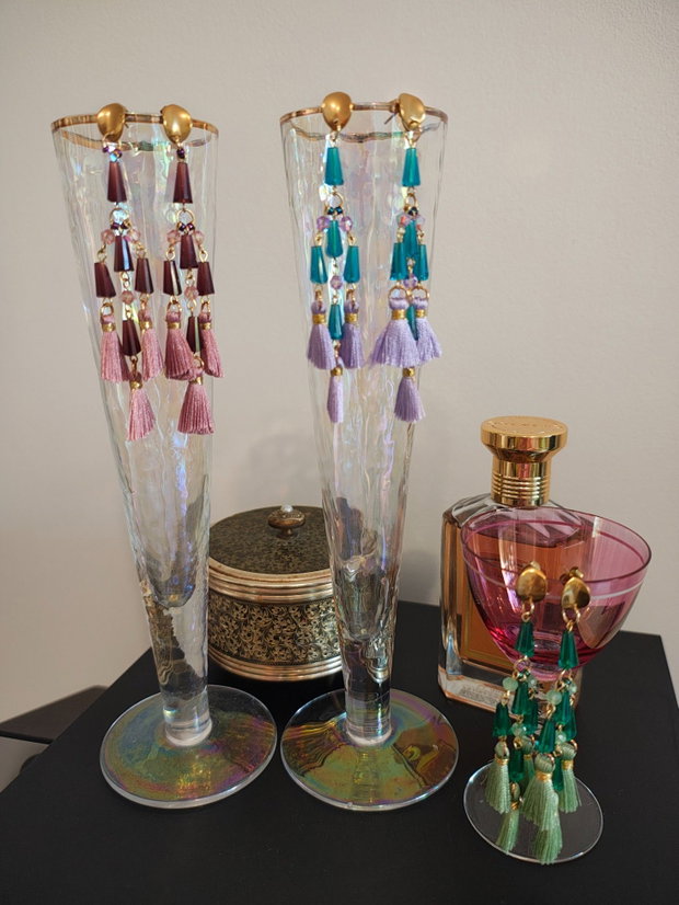 Cercei candelabru sticla