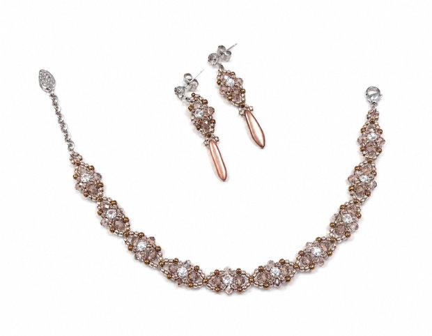 Set brățară și cercei nude-champagne