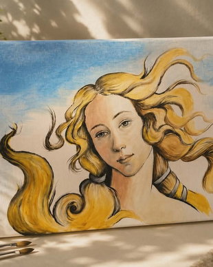 Tribut - reproducere in acrilice - 'Nasterea Venerei' Sandro Botticelli