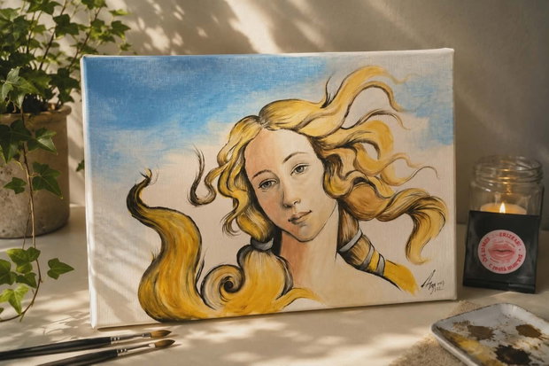 Tribut - reproducere in acrilice - 'Nasterea Venerei' Sandro Botticelli