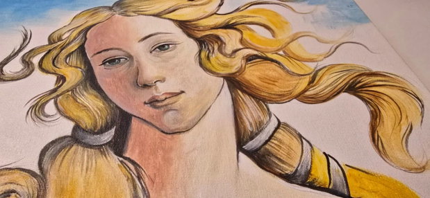 Tribut - reproducere in acrilice - 'Nasterea Venerei' Sandro Botticelli