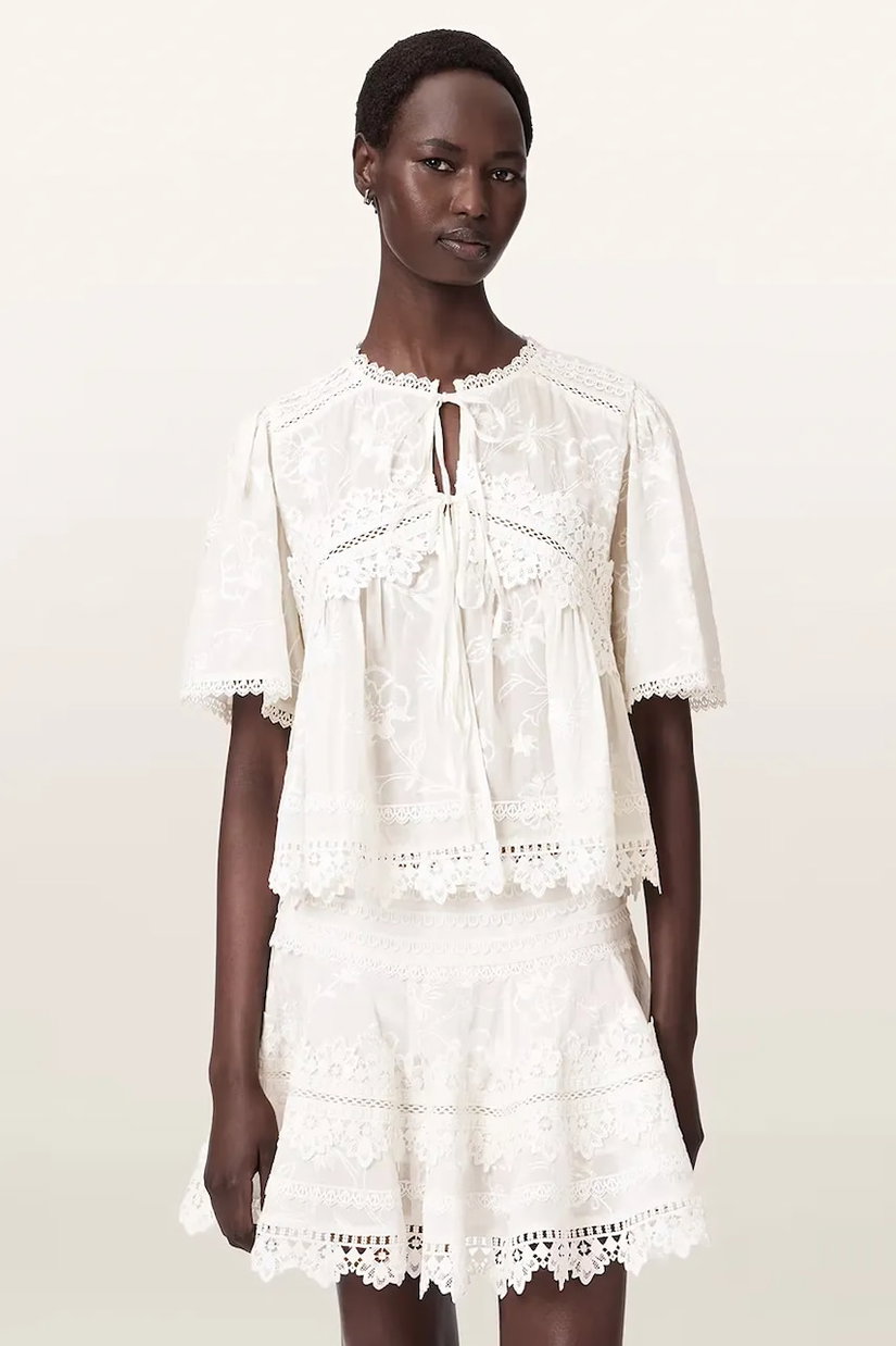 AllSaints bluză pentru femei din bumbac LILLITH