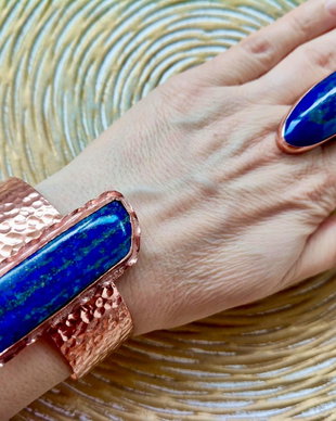 Set vintage lapis lazuli & cupru