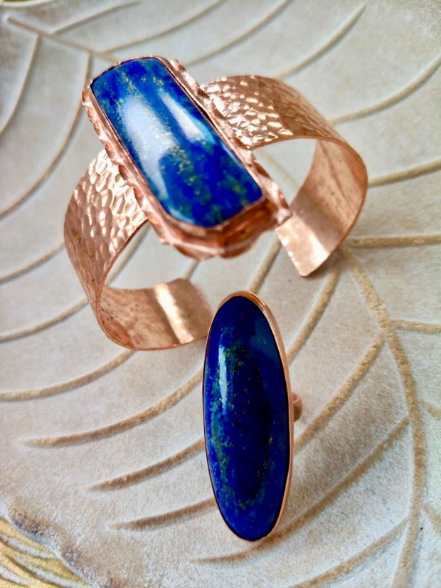 Set vintage lapis lazuli & cupru