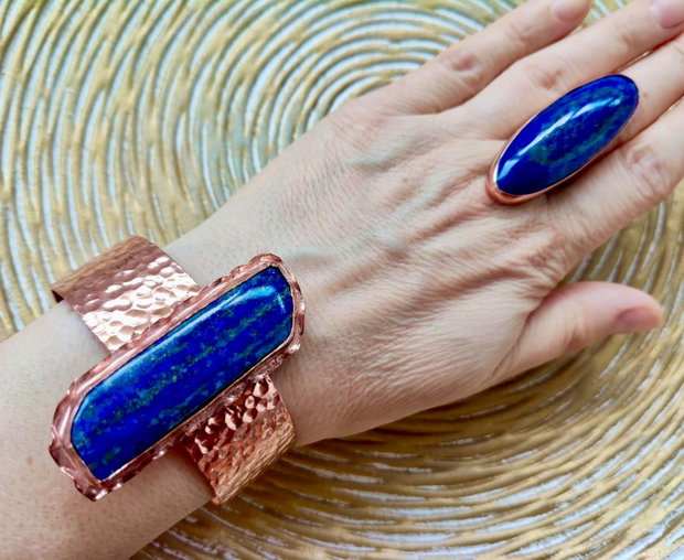 Set vintage lapis lazuli & cupru