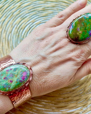 Set vintage rubin in fucsit & cupru