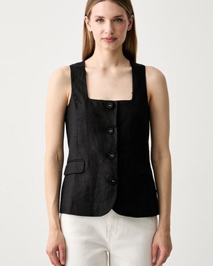 Pedro del Hierro vestă cu un singur rând de nasturi pentru femei din in