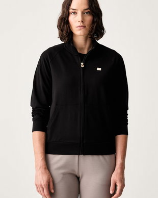 EA7 Emporio Armani hanorac cu fermoar pentru femei din bumbac cu elastan