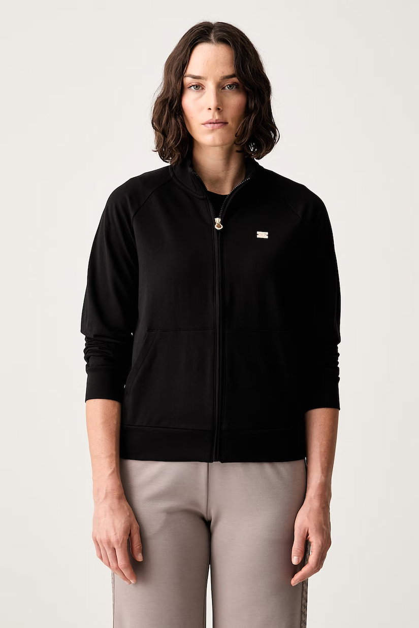 EA7 Emporio Armani hanorac cu fermoar pentru femei din bumbac cu elastan