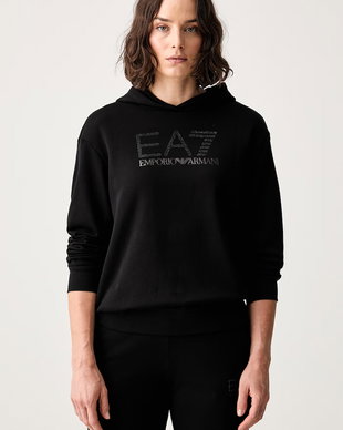 EA7 Emporio Armani hanorac cu glugă pentru femei cu bumbac