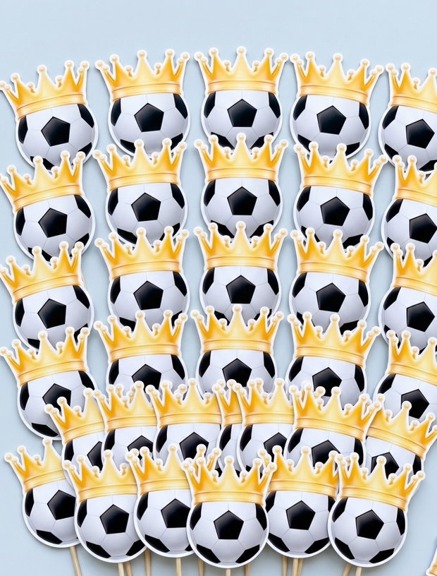 Toppere brioșe cu minge de fotbal și coroană