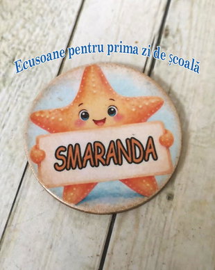 Onsigne / ecusoane personalizate cu mascota clasei - stelute de mare