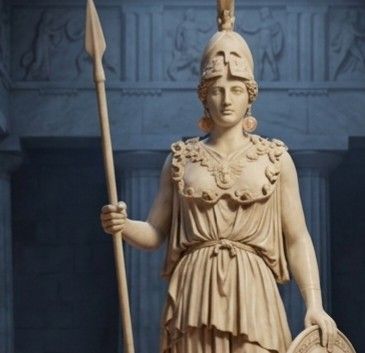 Cercei unicat, din bronz, tip moneda, asimetrici, inspirati din mitologia Greciei Antice, cu efigii ale zeitei Atena, in chenare cu motive traditionale
