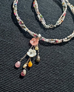 Colier argint X3 opal de foc etiopian turmalina briolete mixt pietre semipretioase sidef flori gravate lant argint minimalist boho chic trendy