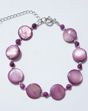 Bratara sidef violet, rubin si hematit