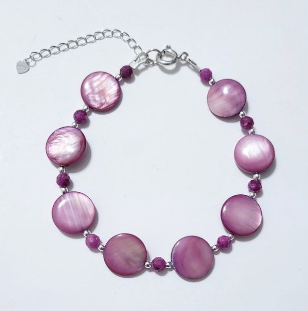 Bratara sidef violet, rubin si hematit