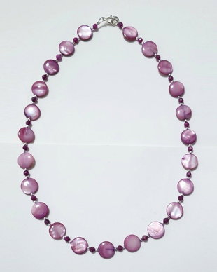 Colier argint 925 cu sidef violet, rubin si hematit
