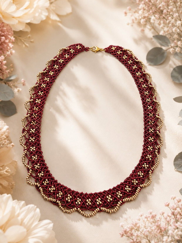 Colier traditional elegant din margele