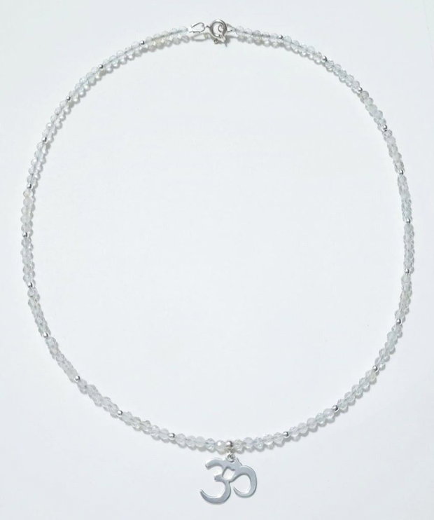 Colier argint 925 cu topaz fatetat si hematit