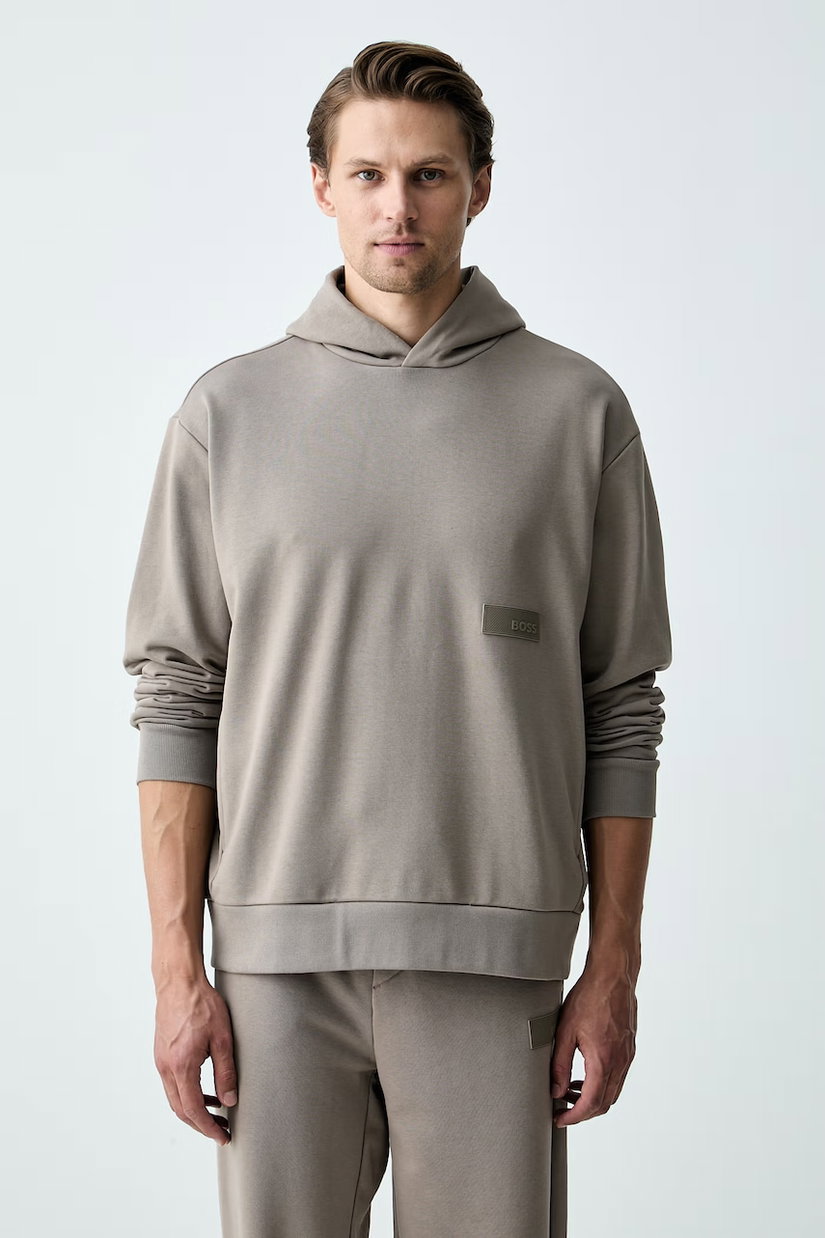 BOSS Green hanorac cu glugă pentru bărbați cu bumbac SW_Hoodie