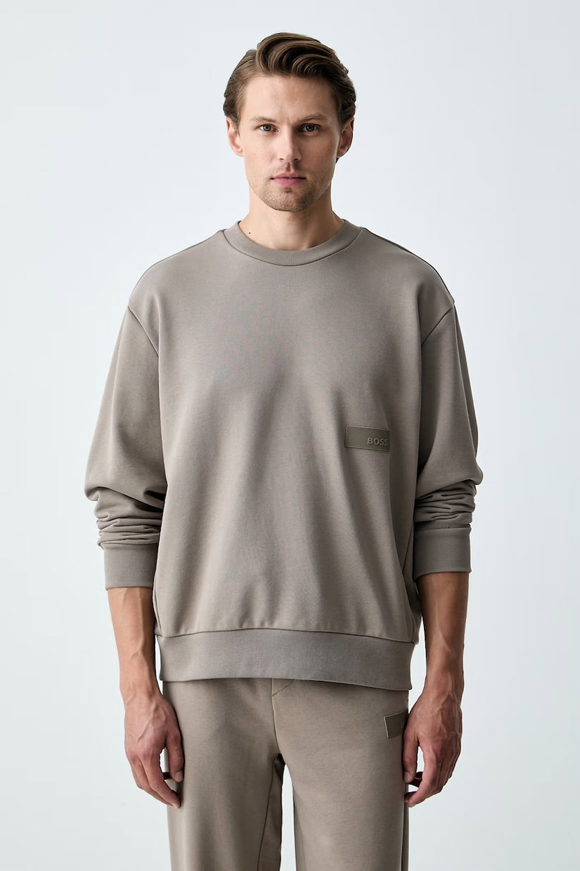 BOSS Green hanorac pentru bărbați, cu bumbac SW_Crewneck