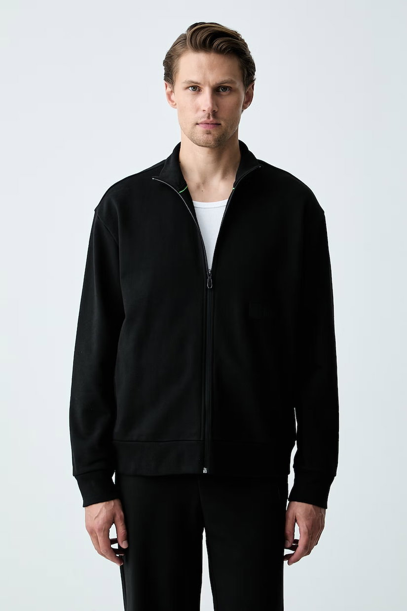 BOSS Green hanorac cu fermoar pentru bărbați cu bumbac SW_Collar Full Zip
