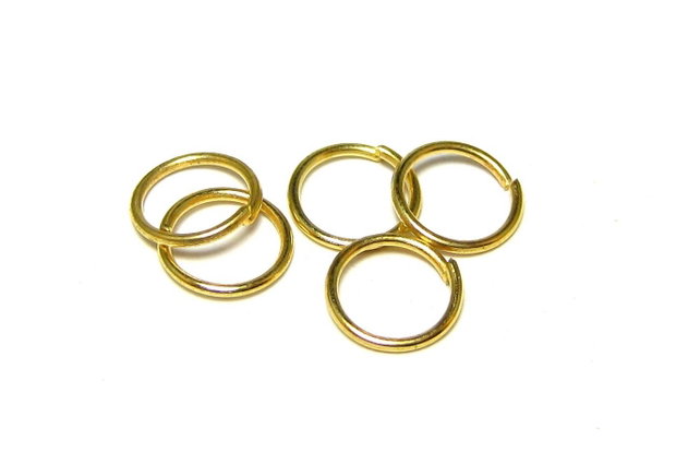 Zale metalice simple, aurii, 6x0.7 mm