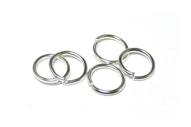 Zale metalice simple, argintii, 8x0.7 mm