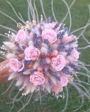 Buchet mireasa/ nașa trandafiri și lavanda