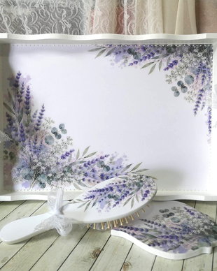 Set personalizat pentru gatit mireasa - tema lavanda