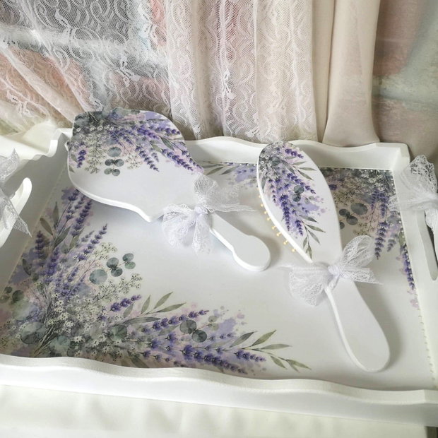Set personalizat pentru gatit mireasa - tema lavanda