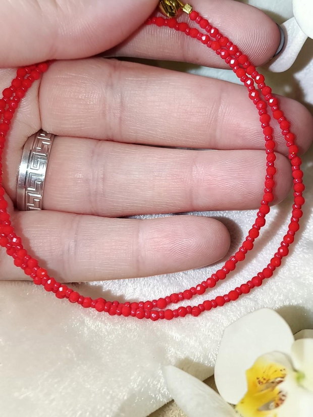 Colier Choker cu Cristale Roșii Picături de Rubin