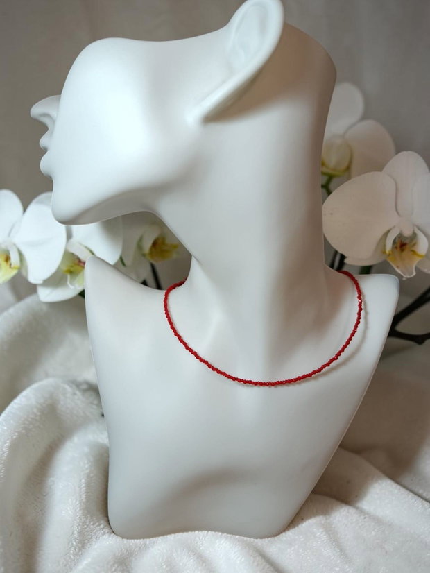 Colier Choker cu Cristale Roșii Picături de Rubin
