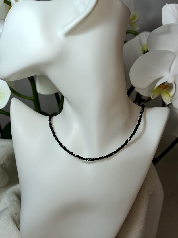 Colier Choker Din Cristale Negre Fațetate